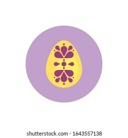 easter egg painted with flowers block style vector illustration design