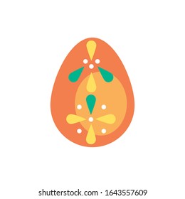 easter egg painted with flowers flat style vector illustration design