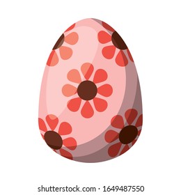 easter egg painted with flowers flat style vector illustration design