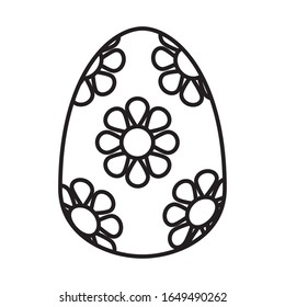 easter egg painted with flowers flat style vector illustration design