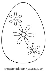 Easter egg painted with flowers - vector picture for coloring. Outline. Easter painted egg for coloring book