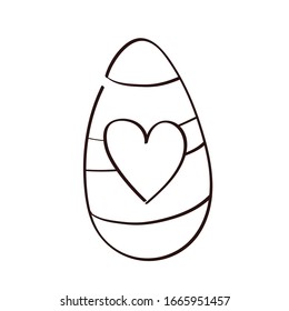 easter egg painted with heart line style vector illustration design