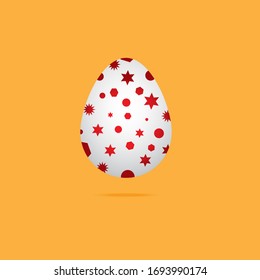Easter egg painted on an orange background, vector illustration