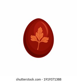 Easter egg painted in onion husk. Vector illustration