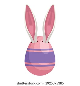 huevo de escaparate pintado de rosa con orejas de conejo aislado icono de diseño vectorial
