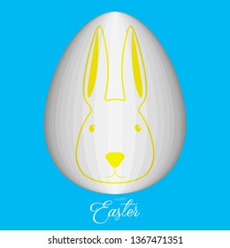 Easter egg with painted rabbit face. Banner. Vector illustration design