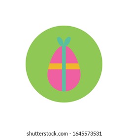 easter egg painted with ribbons and bow block and flat style vector illustration design