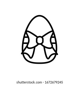 easter egg painted with ribbons and bow line style vector illustration design