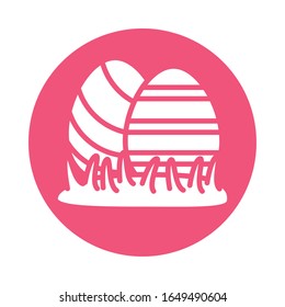 easter egg painted with stripes block style vector illustration design