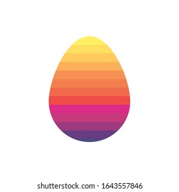easter egg painted with stripes flat style vector illustration design