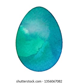 Easter egg painted in watercolor technique isolated on a white background. Beautiful festivу holiday design element. EPS10 vector.