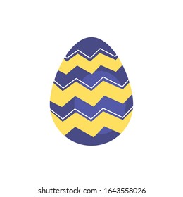 easter egg painted with waves stripes flat style vector illustration design