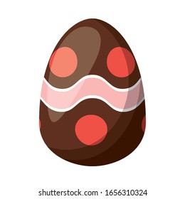 easter egg painted with waves stripes flat style vector illustration design