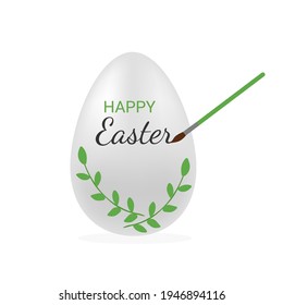 Easter egg painting by paintbrush.Flat vector illustration on a white background.
