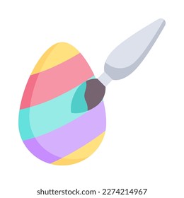 Easter egg painting flat icon. Painting colors on egg for Easter egg festival. Vector Illustration.