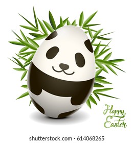 Easter egg panda. Vector clip art illustration.