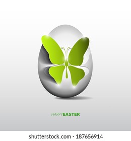 Easter egg with papercut butterfly, vector illustration