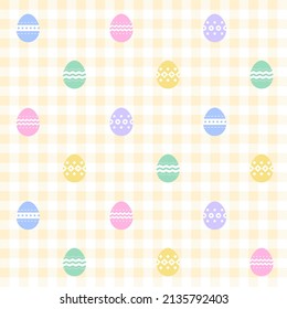 Easter Egg Pastel Rainbow Checkered Colorful Plaid Gingham Pattern Background Vector Cartoon Illustration Tablecloth, Picnic mat wrap paper, Mat, Fabric, Textile, Scarf