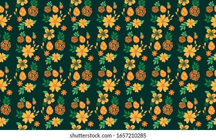 Easter egg pattern background, with leaf and flower design.