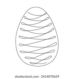 Easter egg with pattern. Continuous one line drawing. Vector illustration on white background. Minimalist. Design element. Ideal for icon, logo, print, Easter decoration, coloring book, greeting card