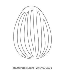 Easter egg with a pattern. Continuous one line drawing. Vector illustration on white background. Minimalist. Design element. Ideal for icon, logo, print, Easter decoration, coloring book, greeting