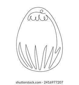 Easter egg with pattern. Continuous one line drawing. Vector illustration on white background. Minimalist. Design element. Ideal for icon, logo, print, Easter decoration, coloring book, greeting card