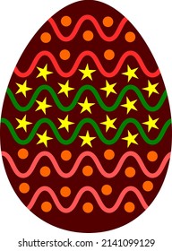 Easter egg pattern with curve line, circle, and stars