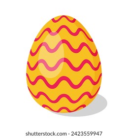 Easter Egg with pattern. Design elements for holiday cards. Happy Easter. Cartoon flat style Vector illustration. 