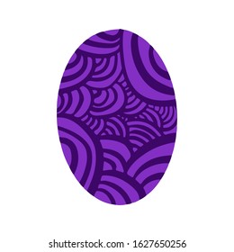 Easter egg with a pattern on isolated white background. Delicate, cute color palette. Happy easter. Greeting card design element and more. Digital hand drawing illustration. Stock vector illustration