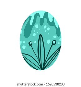 Easter egg with a pattern on isolated white background. Delicate, cute color palette. Happy easter. Greeting card design element and more. Digital hand drawing illustration. Stock vector illustration