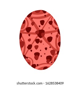 Easter egg with a pattern on isolated white background. Delicate, cute color palette. Happy easter. Greeting card design element and more. Digital hand drawing illustration. Stock vector illustration