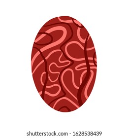Easter egg with a pattern on isolated white background. Delicate, cute color palette. Happy easter. Greeting card design element and more. Digital hand drawing illustration. Stock vector illustration
