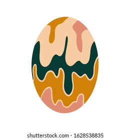 Easter egg with a pattern on isolated white background. Delicate, cute color palette. Happy easter. Greeting card design element and more. Digital hand drawing illustration. Stock vector illustration