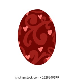 Easter egg with a pattern on isolated white background. Delicate, cute color palette. Happy easter. Greeting card design element and more. Digital hand drawing illustration. Stock vector illustration
