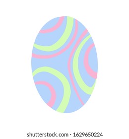Easter egg with a pattern on isolated white background. Delicate, cute color palette. Happy easter. Greeting card design element and more. Digital hand drawing illustration. Stock vector illustration