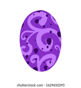 Easter egg with a pattern on isolated white background. Delicate, cute color palette. Happy easter. Greeting card design element and more. Digital hand drawing illustration. Stock vector illustration