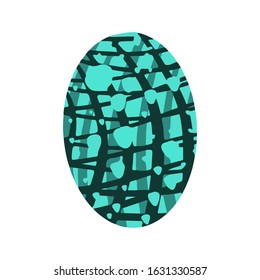 Easter egg with a pattern on isolated white background. Delicate, cute color palette. Happy easter. Greeting card design element and more. Digital hand drawing illustration. Stock vector illustration