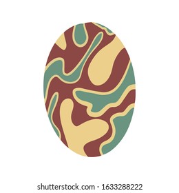 Easter egg with a pattern on isolated white background. Delicate, cute color palette. Happy easter. Greeting card design element and more. Digital hand drawing illustration. Stock vector illustration