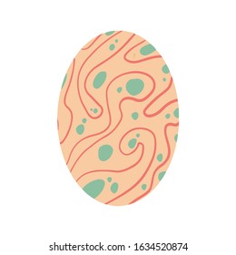 Easter egg with a pattern on isolated white background. Delicate, cute color palette. Happy easter. Greeting card design element and more. Digital hand drawing illustration. Stock vector illustration