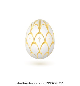 Easter egg with a pattern on a white background. Vector illustration.