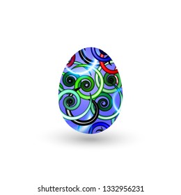 Easter egg with a pattern on a white background. Vector illustration.