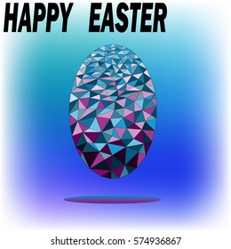 Easter egg pattern polygonal shapes on a blue background
