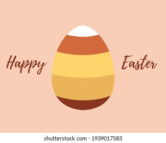 Easter egg with pattern and quote Happy Easter on isolated background. Template for postcard, banner, invitation, poster. Vector illustration in a flat style.