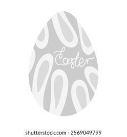 Easter egg patterned bunny ears and lettering Easter in grayscale. Greeting design element concept