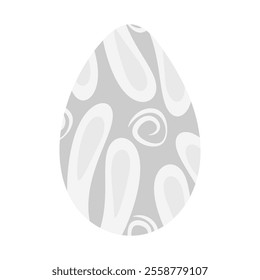 Easter egg patterned hand drawn ornament rabbit ears and abstract shape in grayscale. Easter element