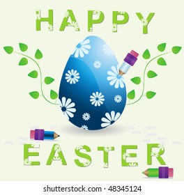Easter egg and pencil (vector)