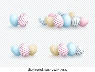 Easter Egg Pile Vector Elements Colorful 3d Isolated Sets