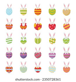 Easter Egg Pile Vector Elements Colorful Isolated Sets