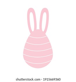 easter egg with a pink color and rabbit ears vector illustration design