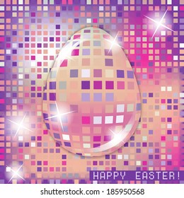 Easter egg pink crystall triangle mosaic glass spring concept. Use as greeting card